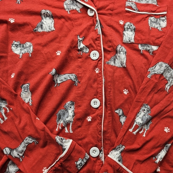 PJ Salvage Women's Pajama Set Women's Medium Red with dogs - Picture 7 of 9